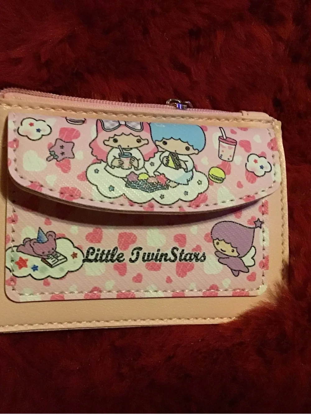 Pink Little Twin Stars Card Holder Wallet